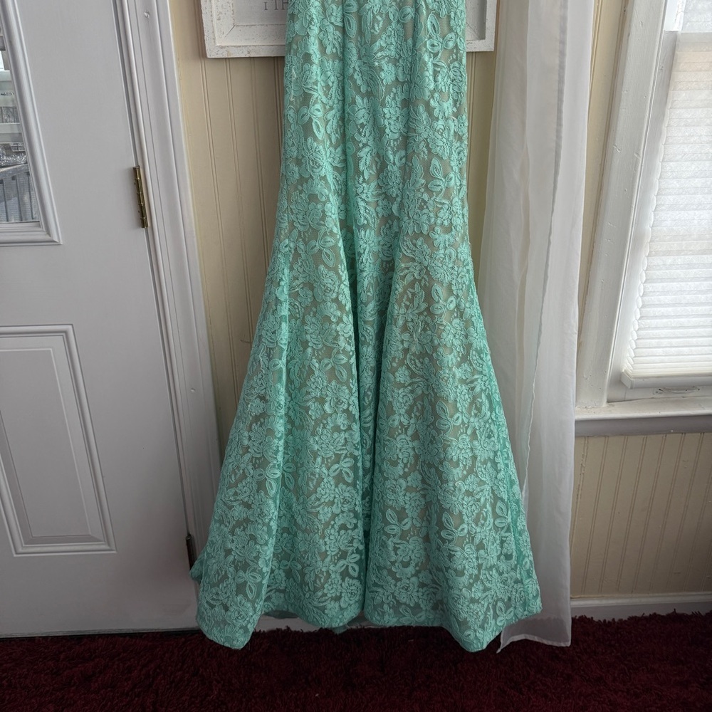LA FEMME Mint MERMAID GOWN SIZE 0 - Picture 6 of 10